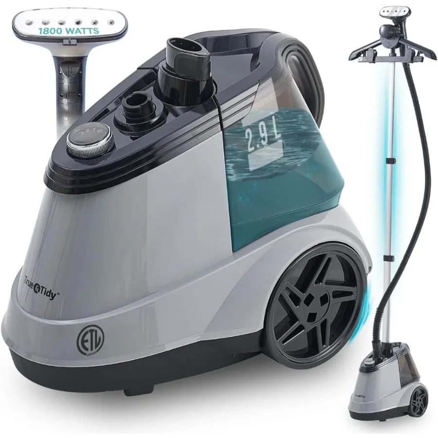 

Heavy Duty Commercial Full Size Standing Garment Steamer for Clothes with Extra Large 2.9L 98 oz Water Tank for 90+ mins of Ste