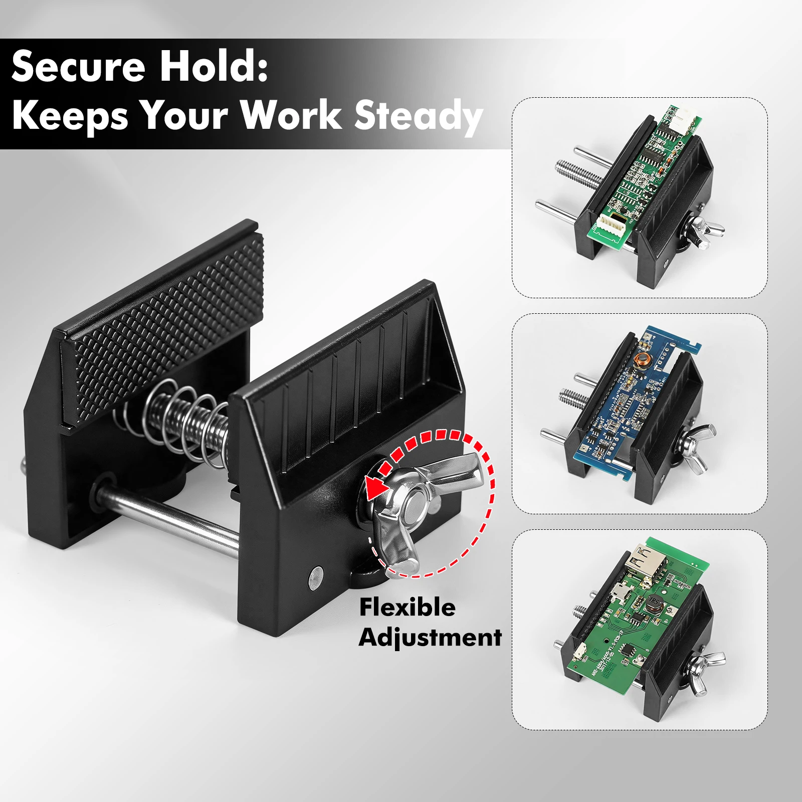 Toolour Adjustable PCB Holder with Magnetic Base Soldering Third Hand Helping Hands Multifunctional Clip for Soldering/DIY