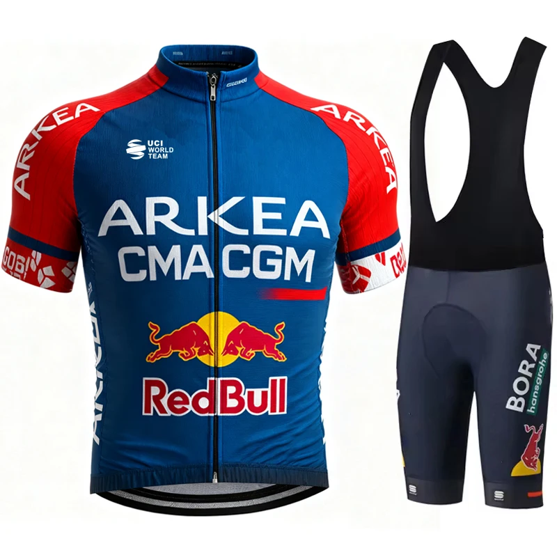Sports Set Short Sets Red Bull Cycling Wear Clothing Man Uniform Jersey Men Laser Cut Mens Clothes Professional Shirt Pants Bib