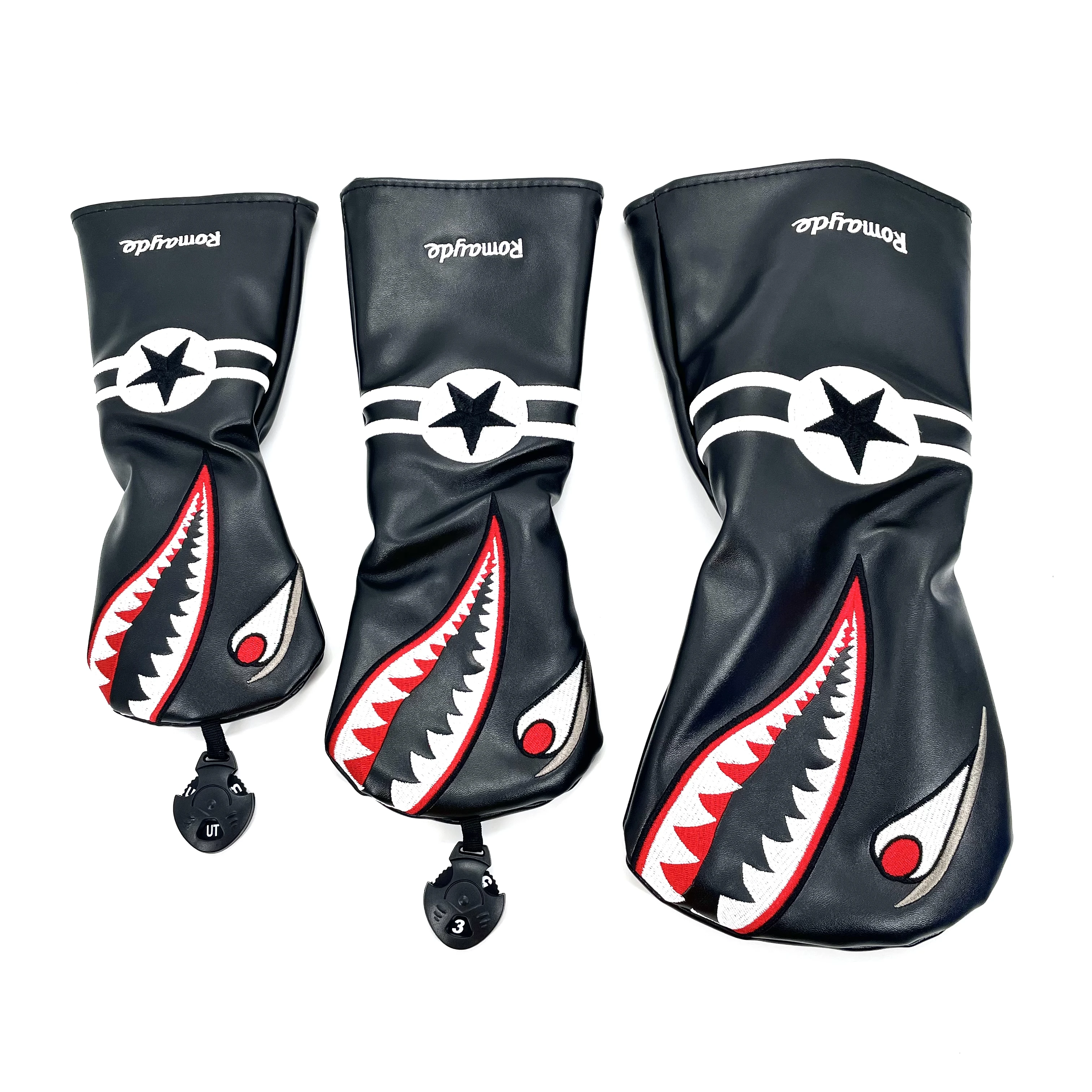 Housse de protection en cuir PU pour Club de Golf, couvre-chef hybride en bois Fairway, requin, motif de dessin animé, manchon de protection