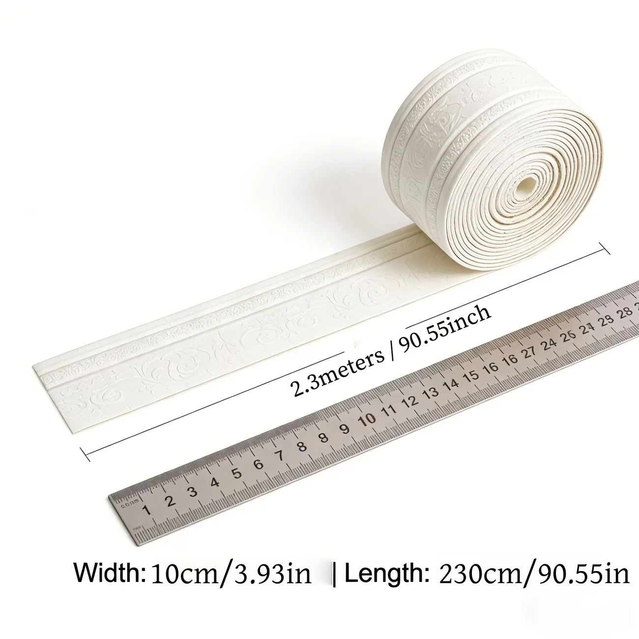 1pc 90.55 inch Self-Adhesive Foam Molding Trim, 3D foam Skirting Board,Wall Sticker, Sealing Strip Door Frame Edge Decoration