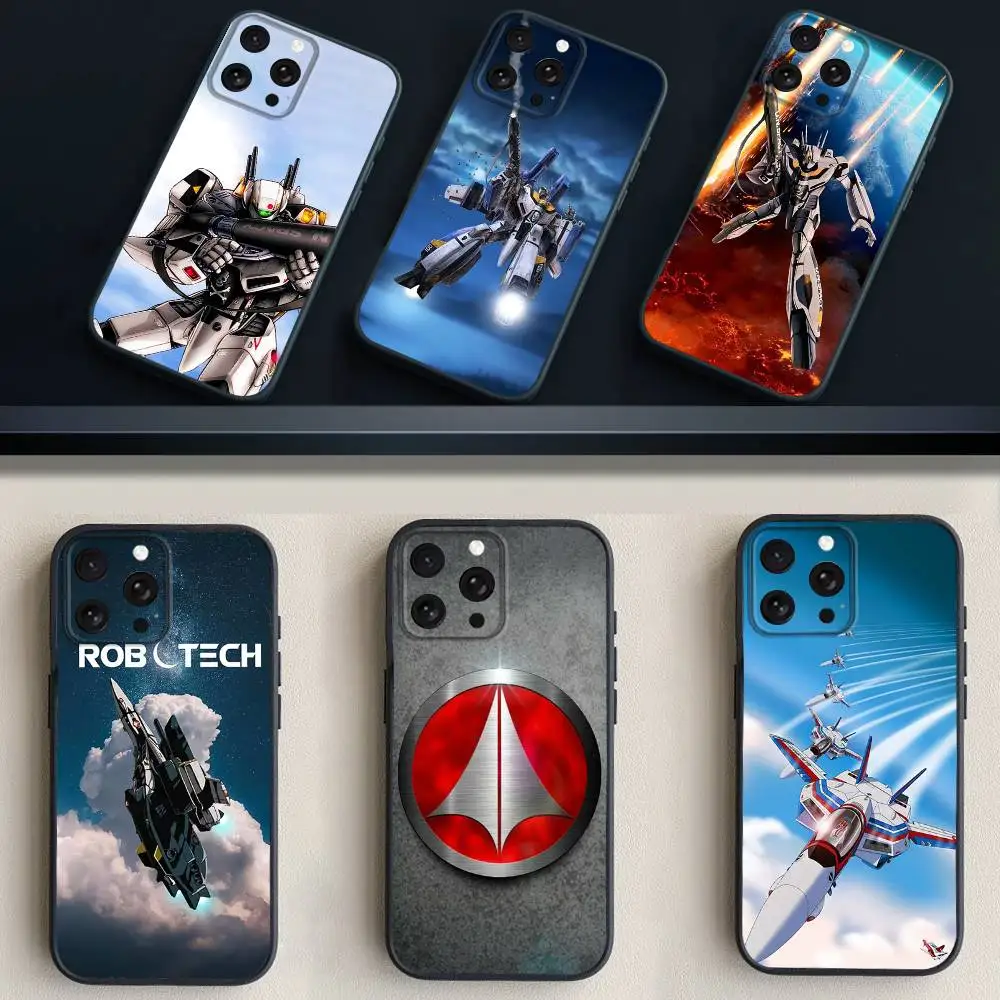

R-Robotech M-Macross-es Phone Case For iPhone 16,15,14,13,12,11 Plus,Pro Max,XS,X,XR,SE,Mini,8,7,Soft Silicone Black Cover