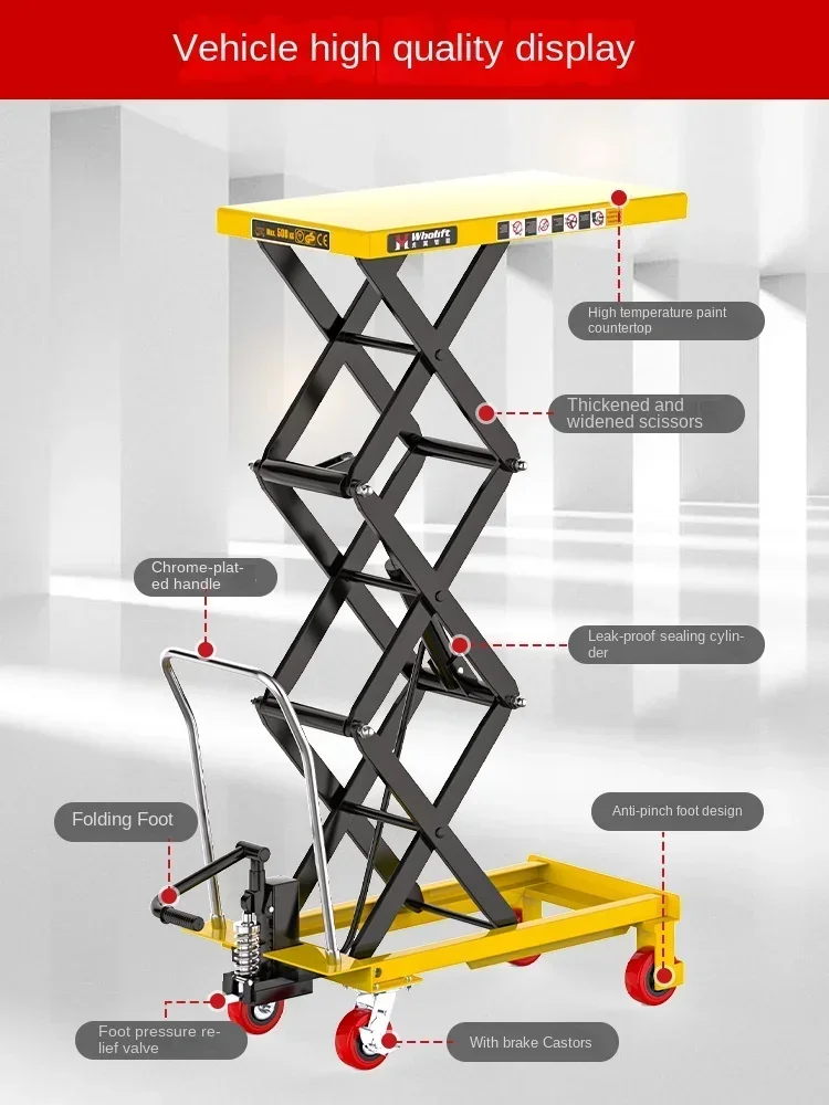 منصة رفع هيدروليكية يدوية رخيصة ورفع سيارة متنقلة صغيرة مصعد مقص شوكة عربة طاولة العمل الكهربائية