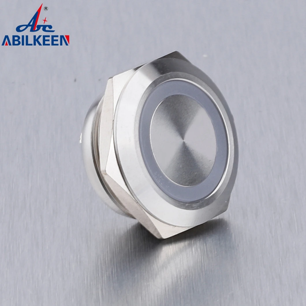 ABILKEEN 22mm Metal Push Button Switch 1NO Momentary Ultra-Thin Push Button with LED Ring Illuminate 4Pin Terminal