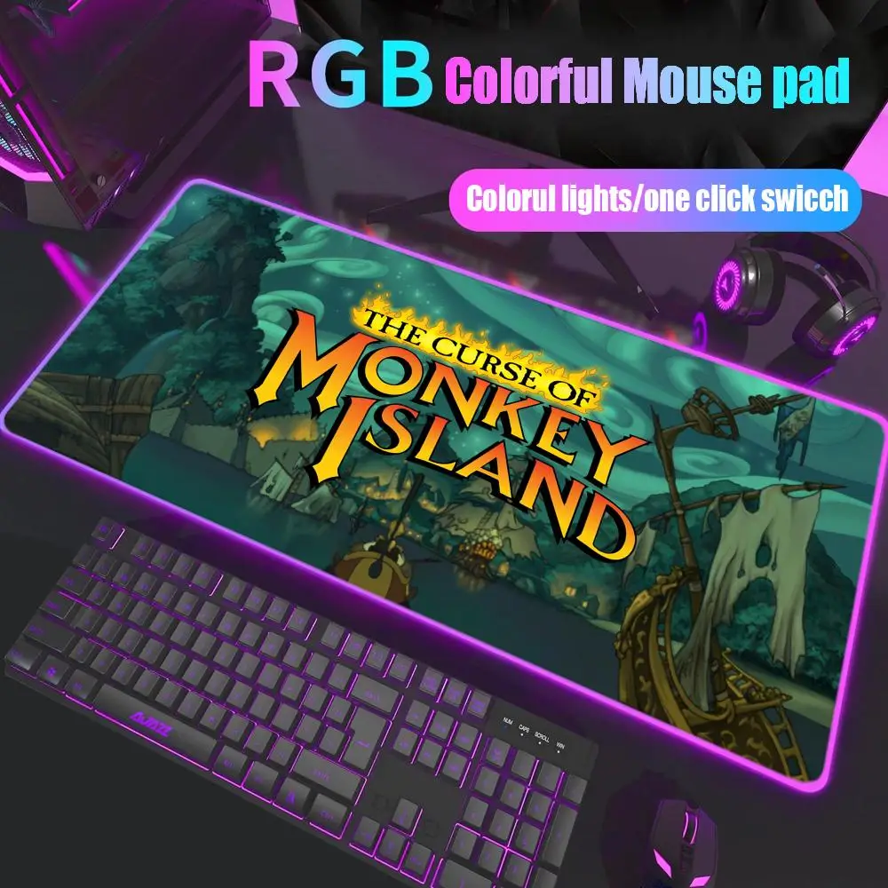 

Monkey Island Mouse Pad Gamer Rgb Desk Mat Back Light Led Mousepad Setup Gaming Accessories Deskmat Big Mousepepad Backlight