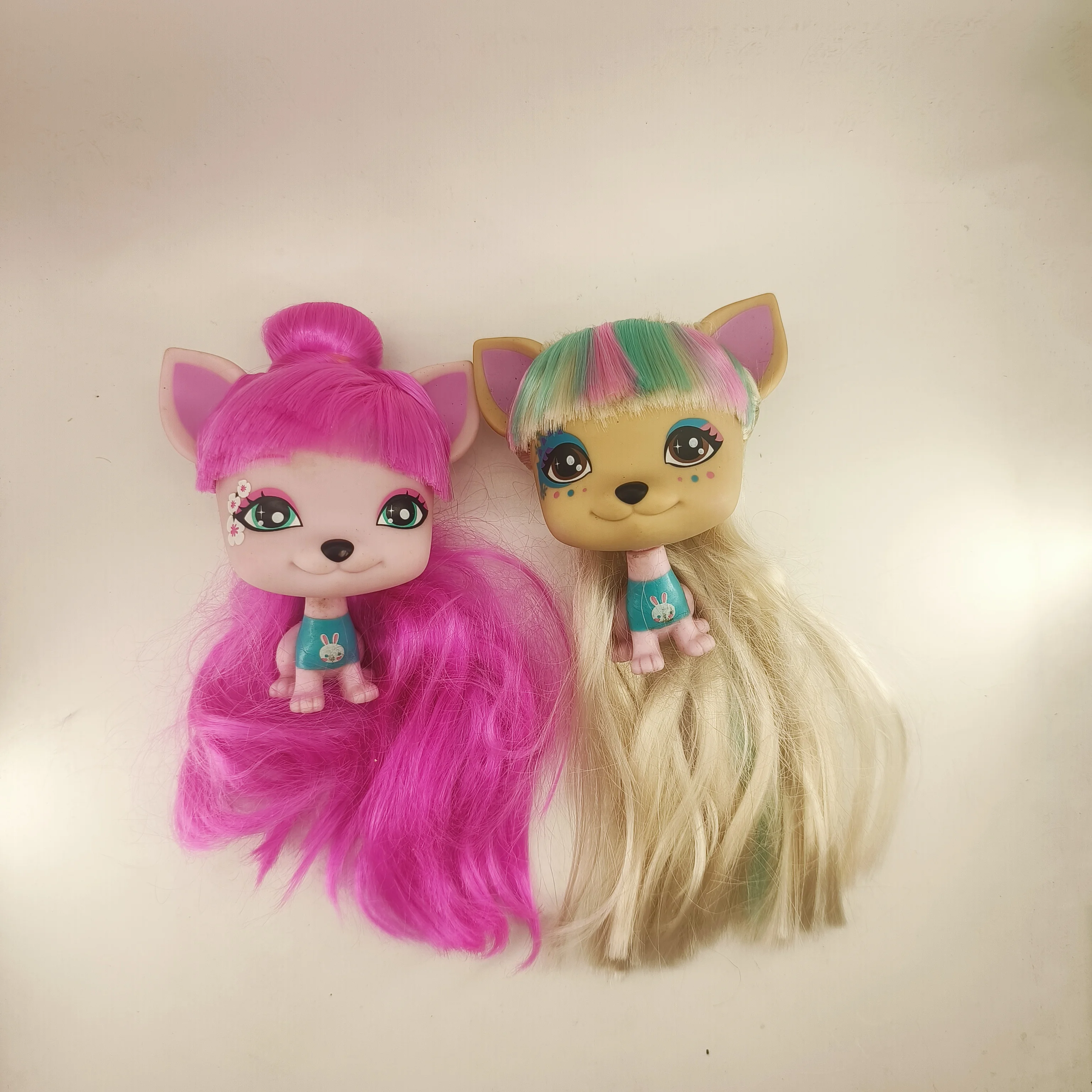 Original Vip Colorido Cabelo Pet Brinquedos, Brinquedos Do Cão, Gato, Filhote De Ação, 11cm, Adorável Pet Shop, Figuras De Brinquedo, Clássico, Pequeno, 2pcs