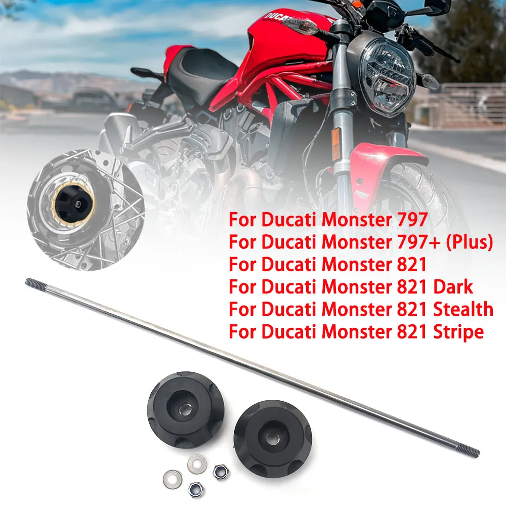 

For Ducati Monster 797 + (Plus) Monster 821 Dark Stealth Stripe Motorcycle Front&Rear Axle Fork Wheel Protector Crash Slider
