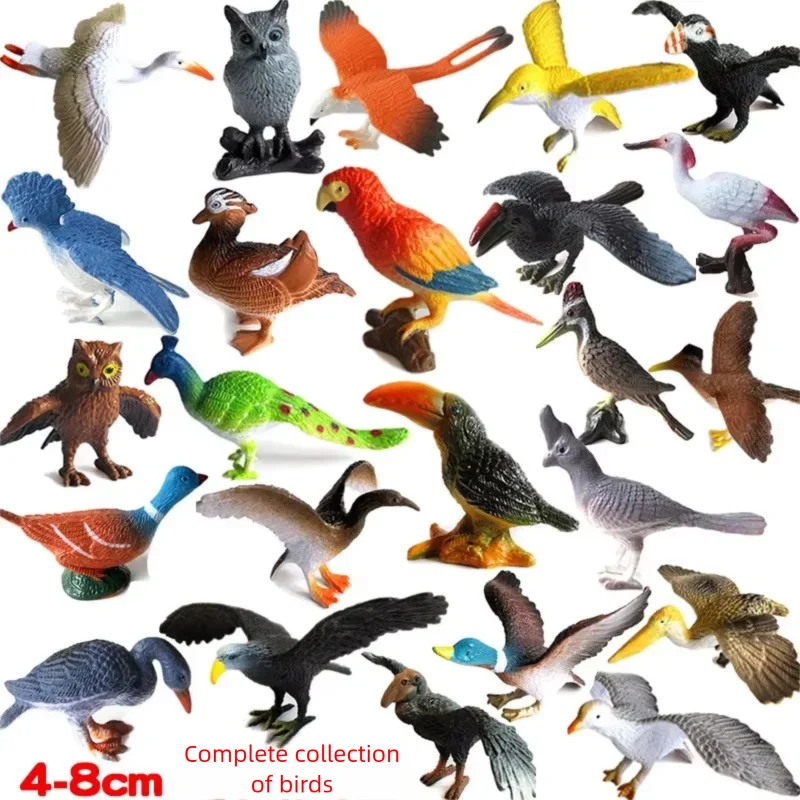 PVC Plastic Figurines for Home Decoration, Flying Bird, Goose, Eagle, Parrot, Peacock, Owl, Model Toys