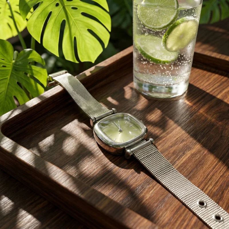 Modische Kleine Quadratische Uhr für Damen Edelstahl-Mesh-Armband Quarzuhren Dropshipping Luxus-Geschenk Armbanduhren für Damen – Detail 5