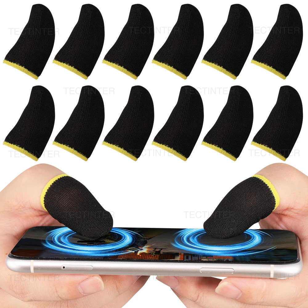 Luvas respiráveis para dedos, para jogos PUBG, anti-suor, com tela sensível ao toque, para celular.