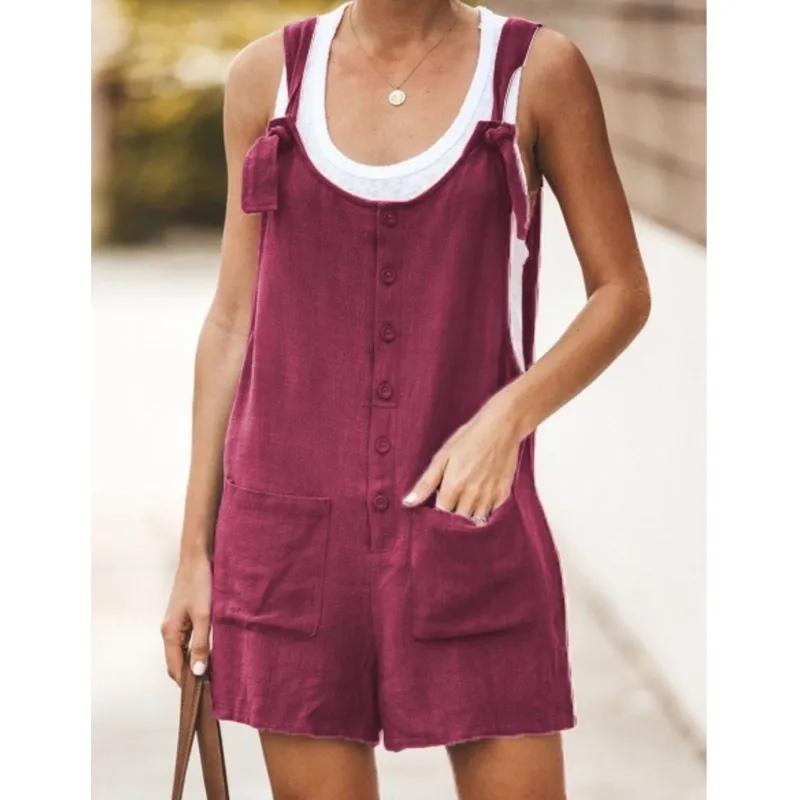 2025 Summer Women Long Jumpsuit Solid Color Casual Loose Thin Size Sleeveless Straps Wide Leg Women Suspender Loose Jumpsuit