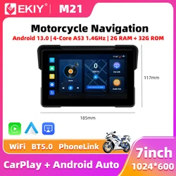EKIY 7.0“ Android 13.0 Motorcycle GPS WiFi MOTO Navigation Wireless CarPlay Wireless Android Auto 4-Core A53 Digital Dashboard