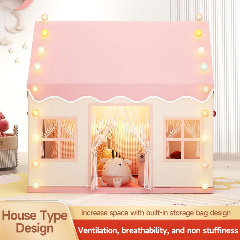 Indoor Children Toy Tent Metal Bracket Kids Toy Tent Multiple Stitching Lines Safety Polyester Fabric Girls Game Tents House