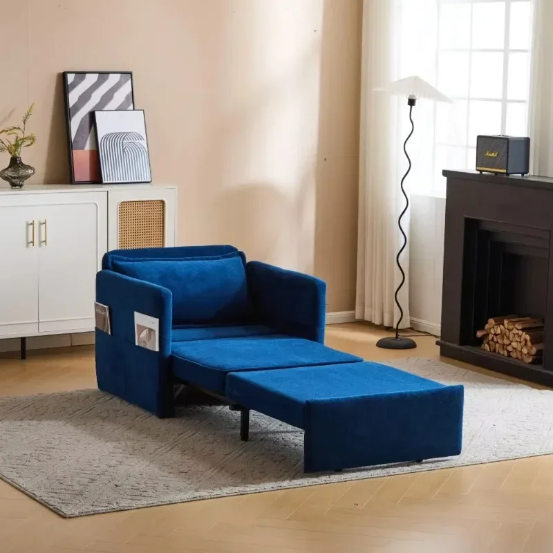 3 in 1 convertible sleeper chair bed, white fabric double sofa