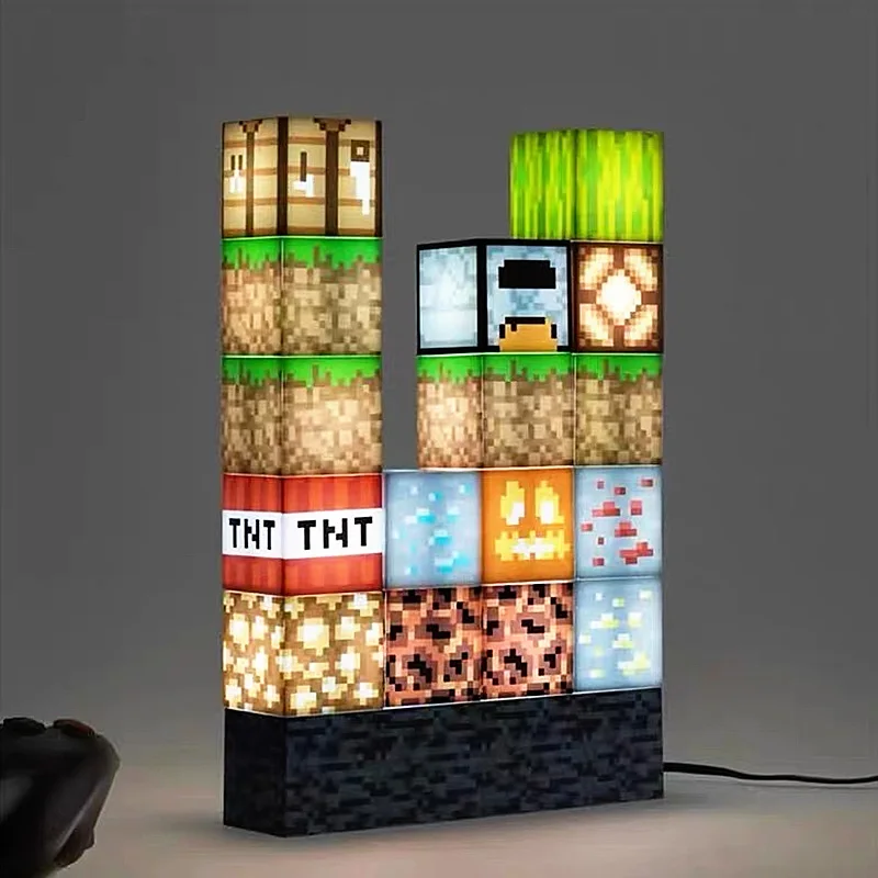 Genuine Minecraft Building Block Lights Architecture Independent Luminescence Combinable Blocks Modeling Night Light Gift