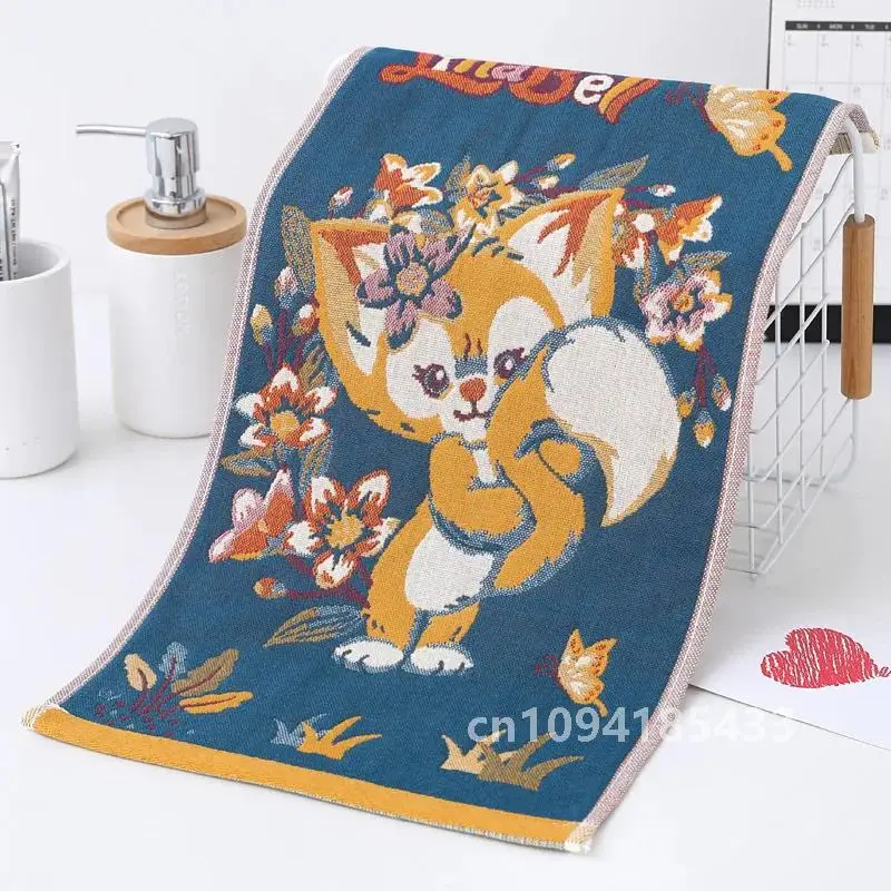 Colorful Cartoon Cotton Gauze Hand Towels for Adults Children, Bathroom Cloths, Kitchen, 25*50 cm, Wholesale, 5 Pcs