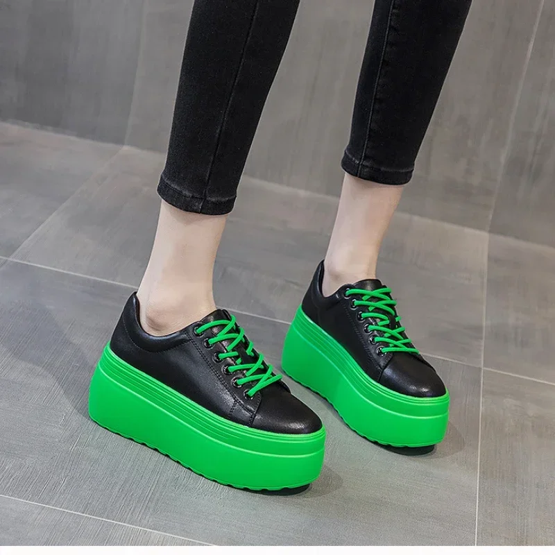 

2024 New Women Casual Shoes Super Thick 8cm Platform Wedge Fashion Sneakers Chunky Spring Flats