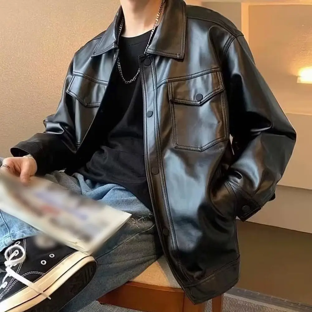 

Мужское мотоциклетное пальто L M XL, модное пальто из искусственной кожи, повседневная мужская верхняя одежда, удобная посадка