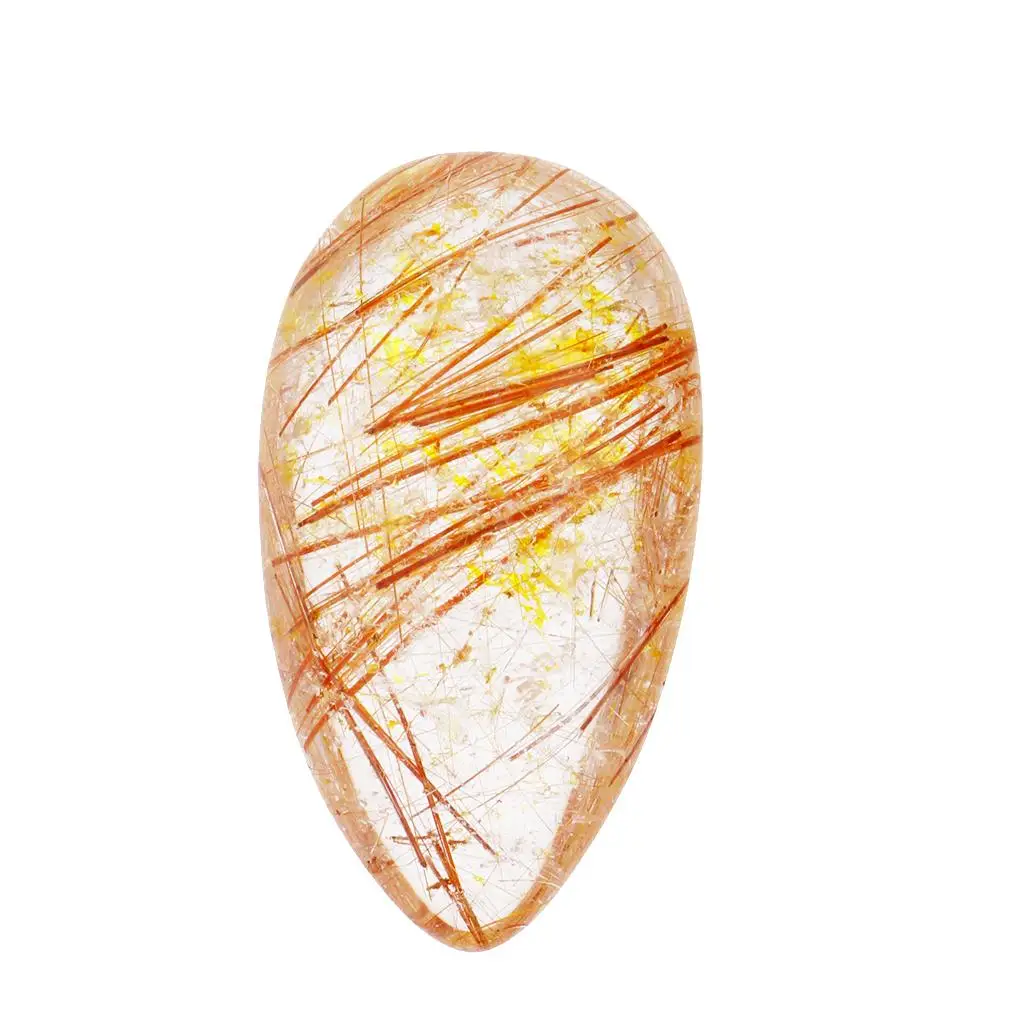 Natural Stone Pendant Gold Rutilated Quartz Crystal Charm for Jewelry Supplies and Necklace Stones DIY