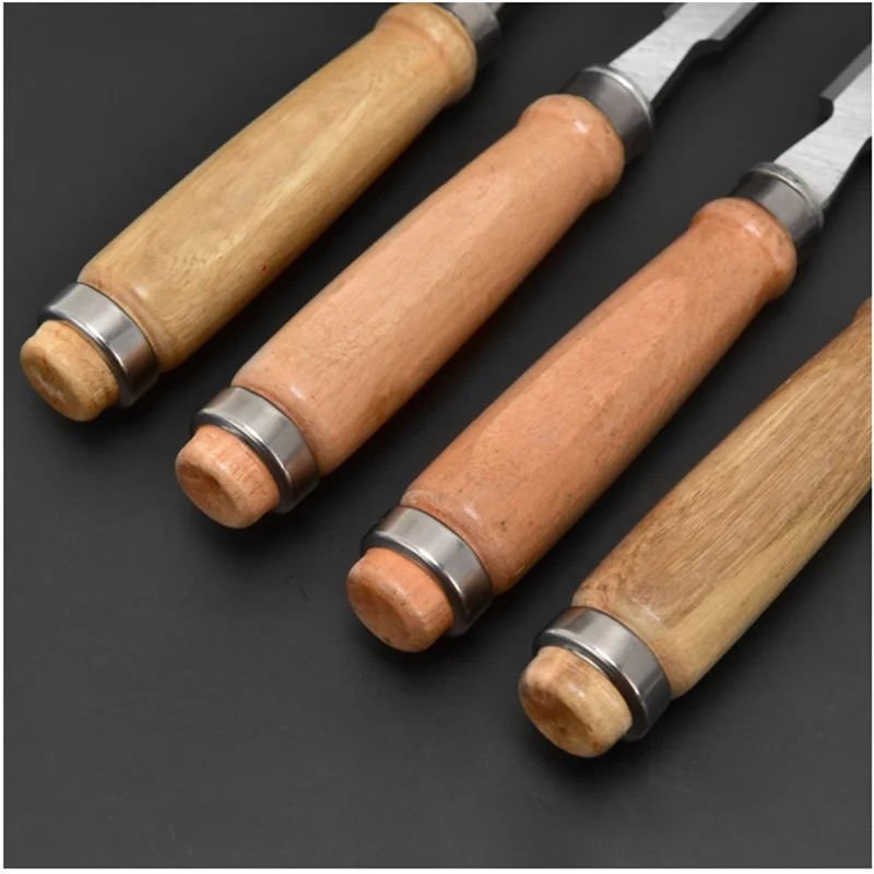 ABJY-4Pcs مجموعة إزميل الخشب لأعمال النجارة، أزاميل مقعد من الفولاذ الفاناديوم الكروم مع غطاء، مقبض عالي التأثير من خشب الزان