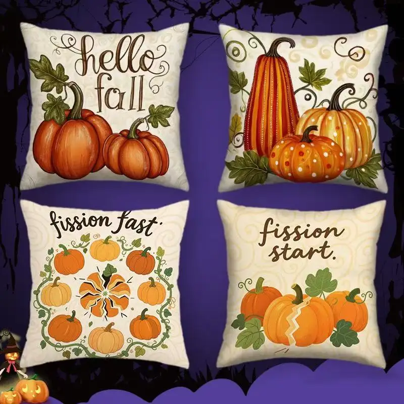 Novelty New Funny Pumpkin Pillowcase for Home Office Halloween Decorations Cute Kids Adult Bedroom Cushion Cover Event Gifts