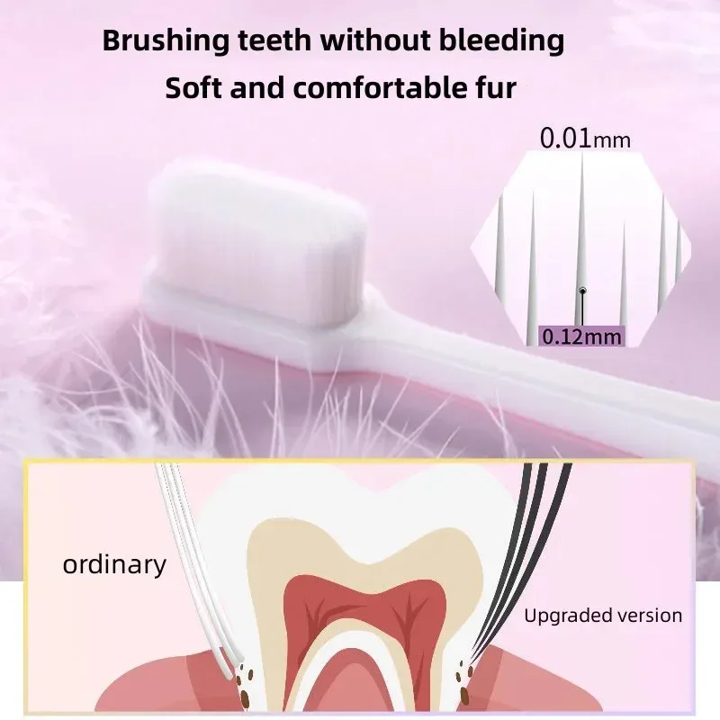 2/5/6Pcs Soft Fur Toothbrush Million Ultra-fine Bristles Soft Hair Suitable For Bleeding Gums Deeply Clean Care Tooth Brushes