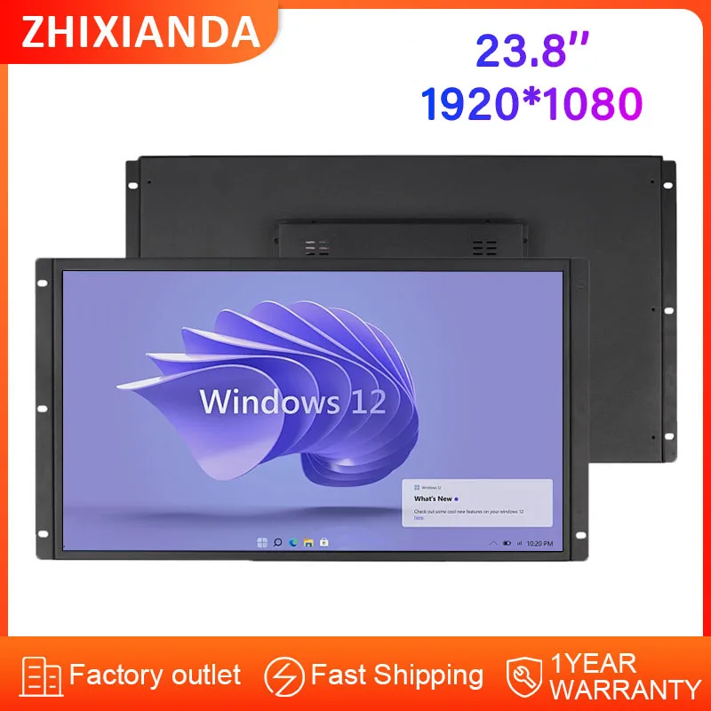 Factory Sales 23.8 Inch Industrial 1920*1080 Open Frame Monitor Touch Screen Lcd Display with AV BNC VGA HD USB Interface