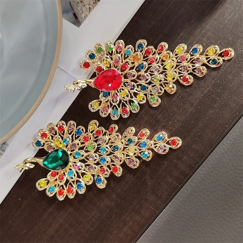 Anti glare peacock brooch clip high-end rhinestone clothing accessory phoenix retro brooch