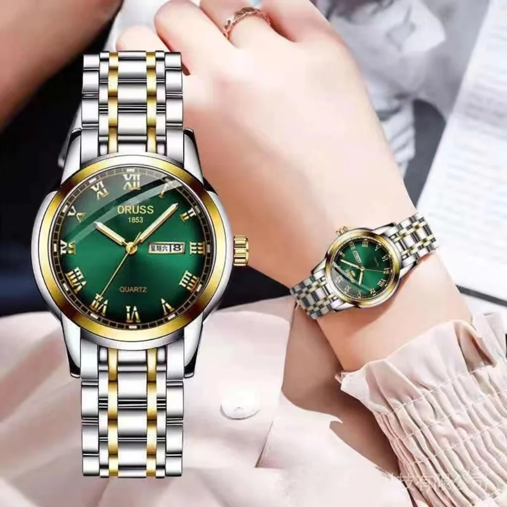 Reloj de cuarzo de marca de lujo ORUSS para mujer, reloj de pulsera resistente al agua de acero inoxidable para mujer, reloj de pulsera con esfera de diamante a la moda para mujer, nuevo en