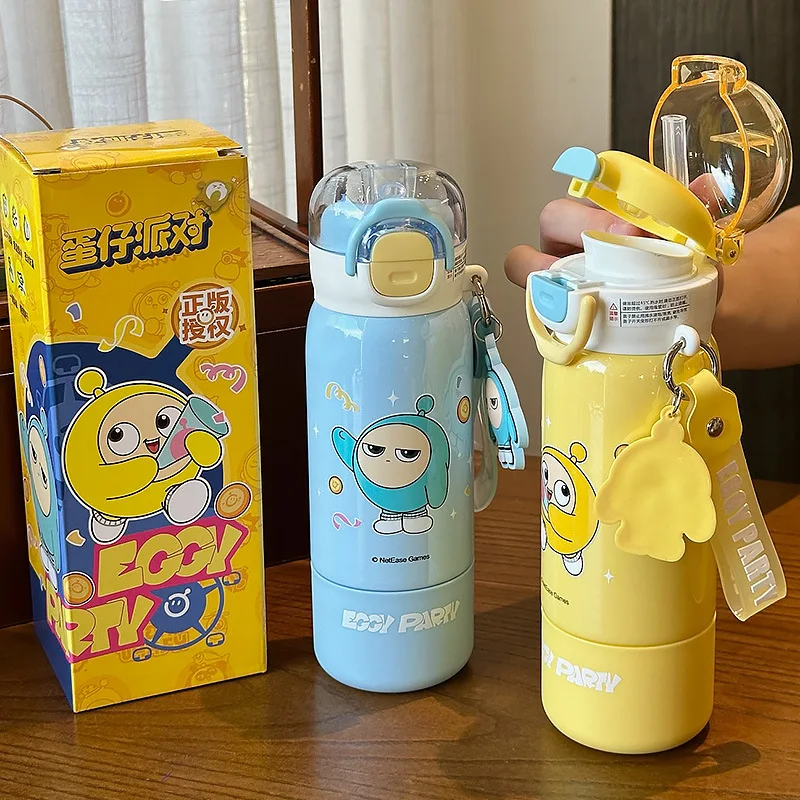 Party Children's Thermos Cup for To Go To School Double Drinking Straw Cup for Primary School Students Kindergarten Kettle