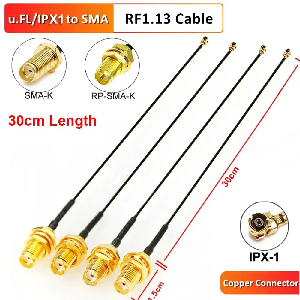 1Pcs 30cm SMA to IPX Cable RG178 RF1.13 RP SMA Female Adapter 1.13mm Coax RP SMA Female U.FL IPX Coax Cable