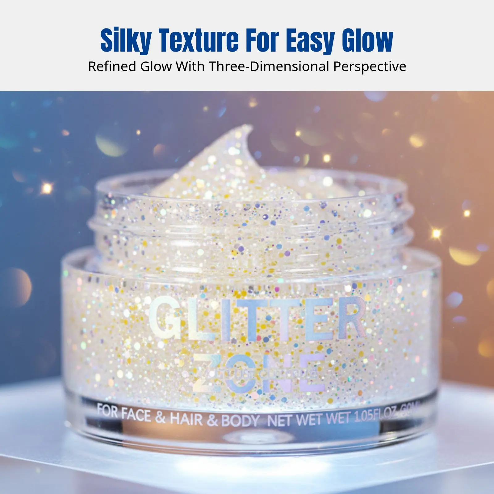 جل مضيء متعدد الاستخدامات، جلّي مضيء، بريق هولوغرافي، للعيون والوجه والبشرة