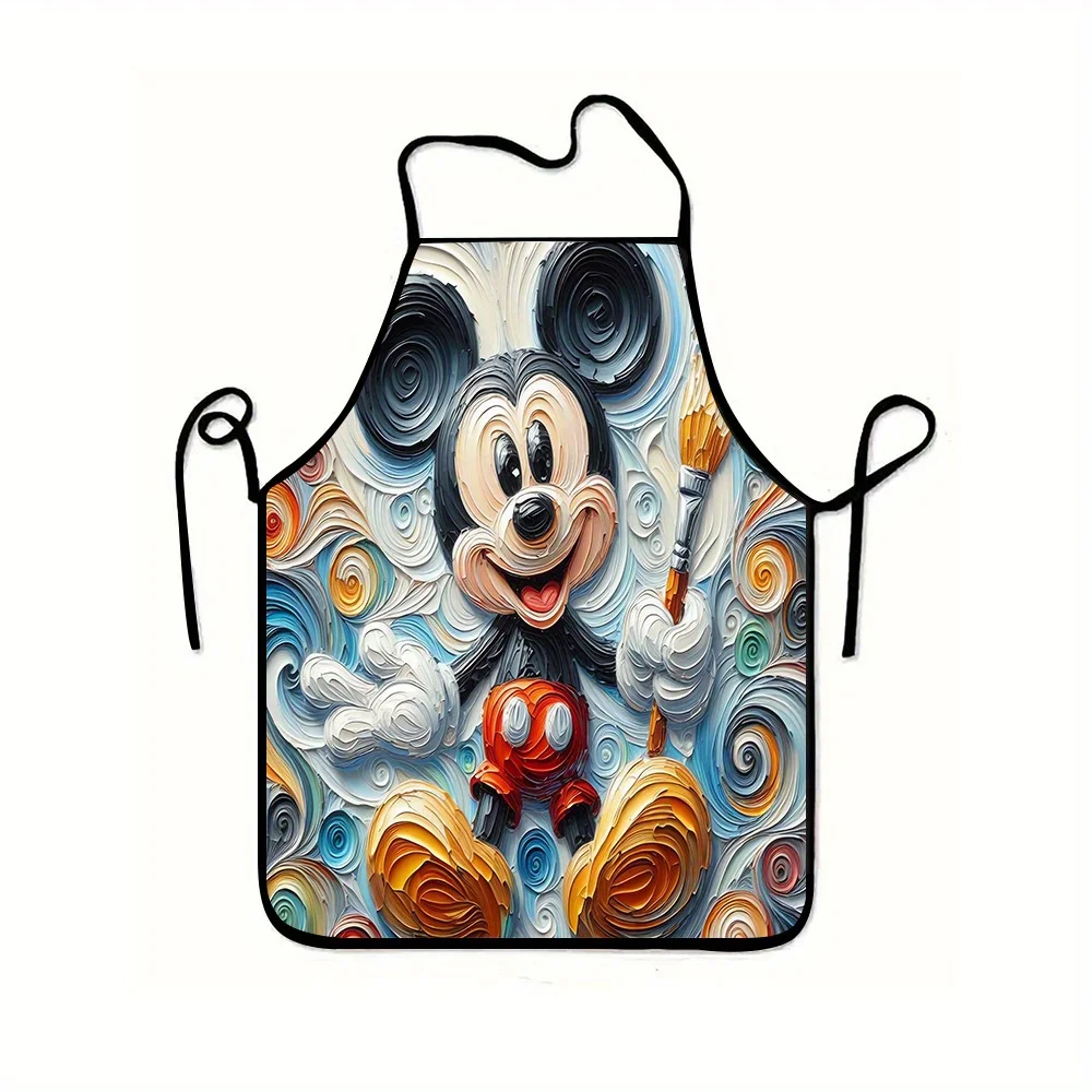 1-teilige Disney Mickey Mouse Damen-Schürze – klassische rote Shorts mit gelben Schuhen, drehbarem Musterdesign, perfekt zum Basteln, Backen, Malen, Küchen- und Haushaltsreinigung, Küchenbedarf