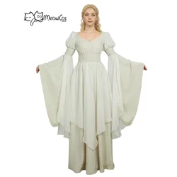 DAIZBELLA Women Women's Medieval Renaissance Costume Fairy Elf Wide Sleeve Cinched Waist Dress