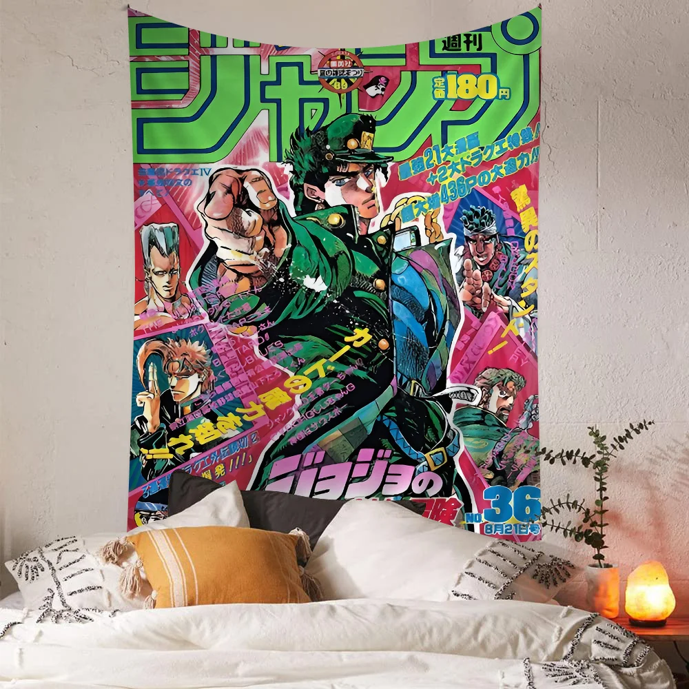 Anime JoJo Bizarre Adventure Retro Anime Tapestry Hanging Tarot Hippie Wall Rugs Dorm Wall Hanging Sheets