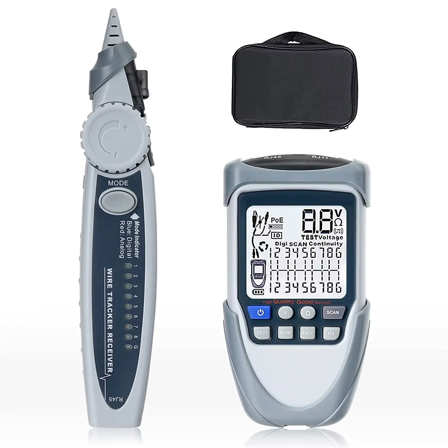 TOOLTOP Portable Network Cable Tester POE Voltage Test Line Finder Network Wiring Fault Detection Ethernet Cable Checking