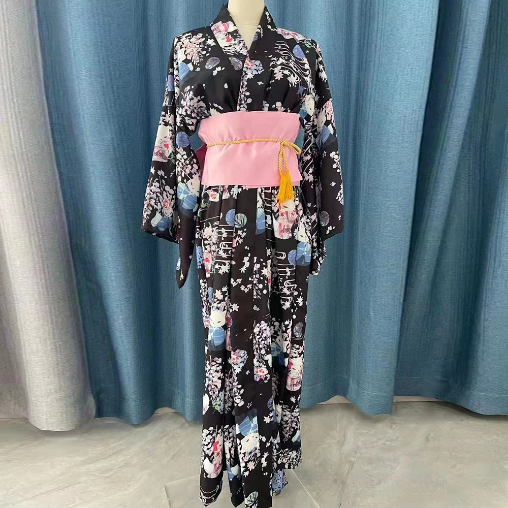 

Japanese style sweet and cute retro medium and long straps improved kimono women's vibrating sleeve dress dress tide