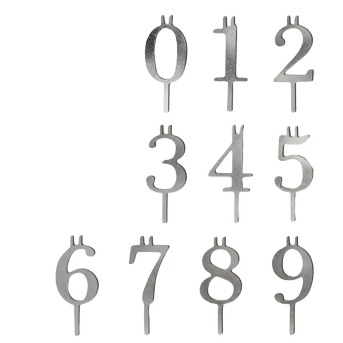 【STABLE QUALITY】Digital Birthday Cake Candle Holder Set, Reusable Metal Number Holders,Silver Cake Topper Decorations,Easy Numbe