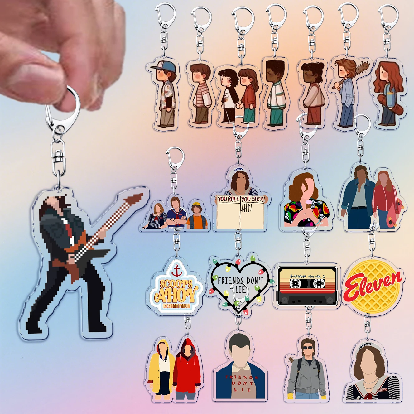 LLavero de cosas artísticas Chibi para programa de televisión, accesorios al revés, Will Byers Eleven Mike Jim, joyería, regalos de Manga
