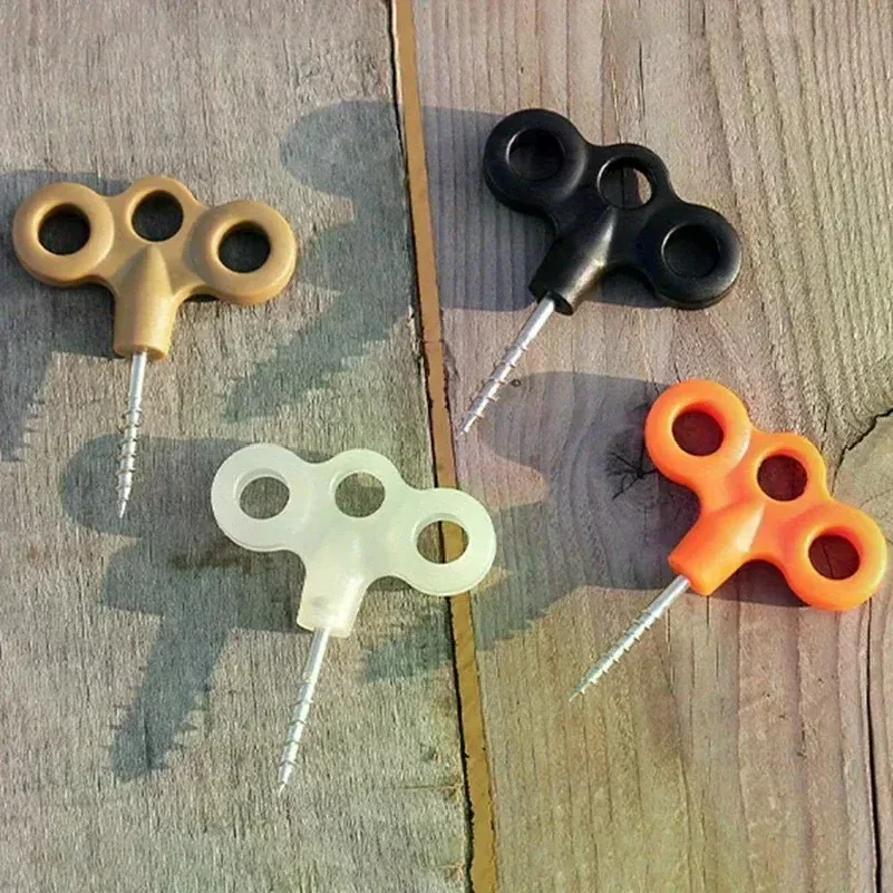 4PCS Multi-rope Fixing Ground Nails Stainless Steel Ground Anchors for Camping Hiking Trampoline Tents Heavy Duty for Outdoor