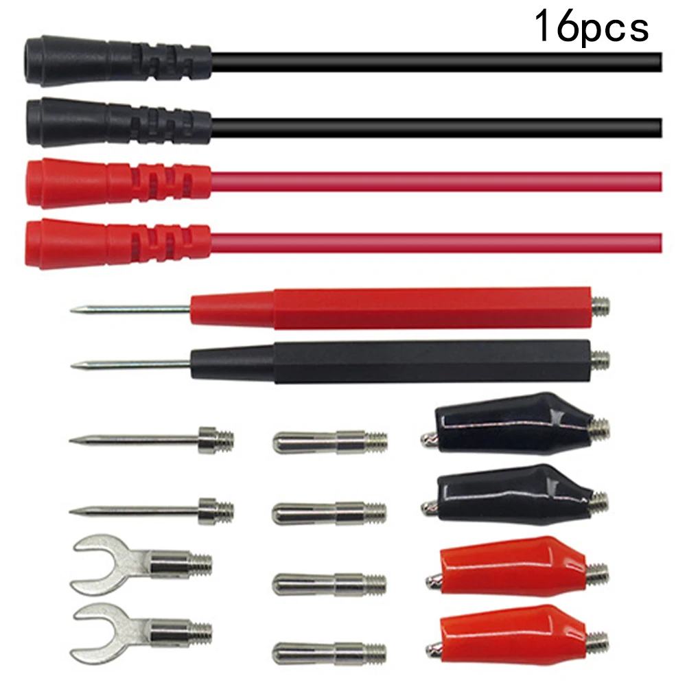 16-Piece Multimeter Probe and Voltmeter Test Kit with For Alligator Cable Clips for Electrical and Electronic Measurement
