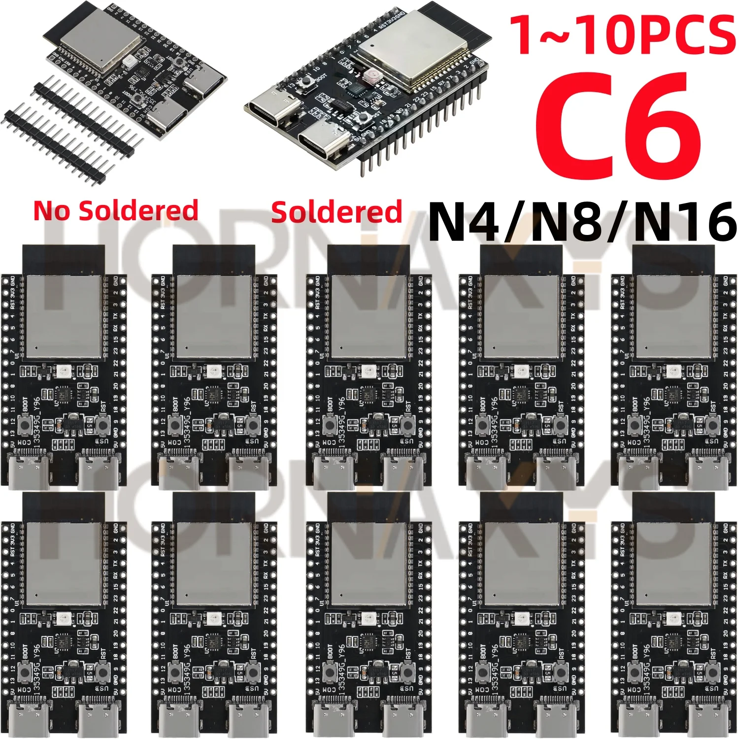 1-10PCS/WiFi 6 BT Zigbee Module for ESP32-C6, N16 N8 N4 Core Board, Wireless Dev Board Compatible with Nano for Arduino IoT