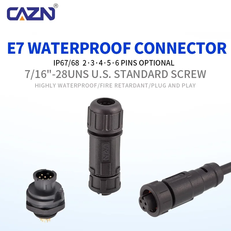 E7 Bayonet Overmolded Plug Male Female 2-8 Pin Straight Angled with 1/2/5m PVC cable IP67 for LED Display & Monitoring Equipment