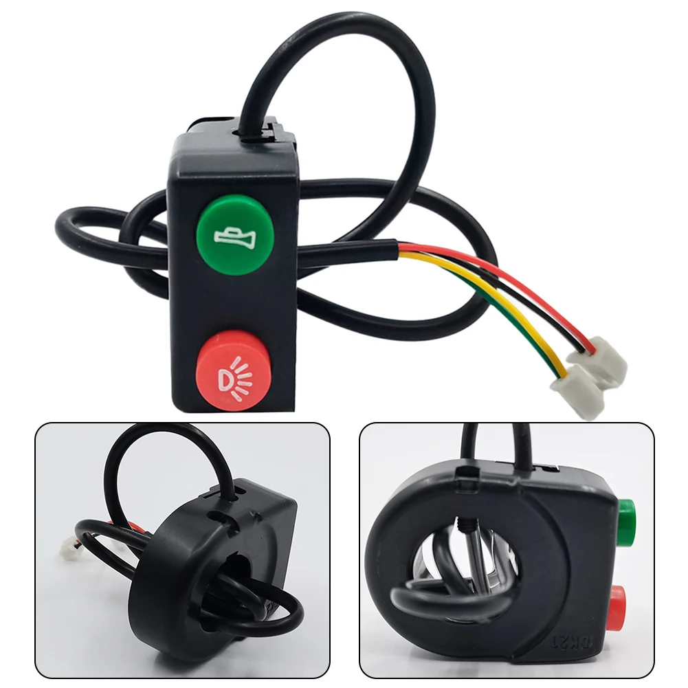 Electric Bicycle Handlebar Switch 3 In 1 Headlight Horn Switch ON OFF Button 24-48V For ATV Scooters Ebike Accessories