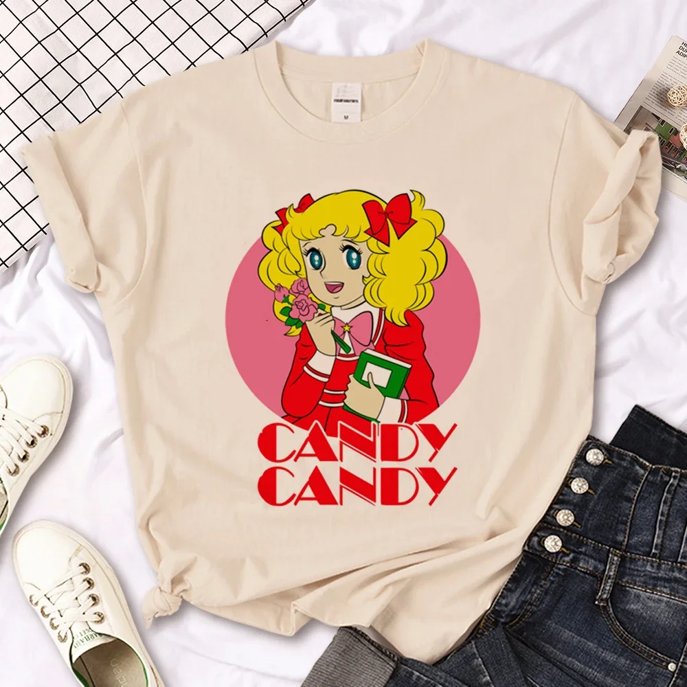 Candy Candy Tee women Y2K t-shirts female anime streetwear 2000s clothing, women T Shirt Printed Tops Tee Harajuku Female