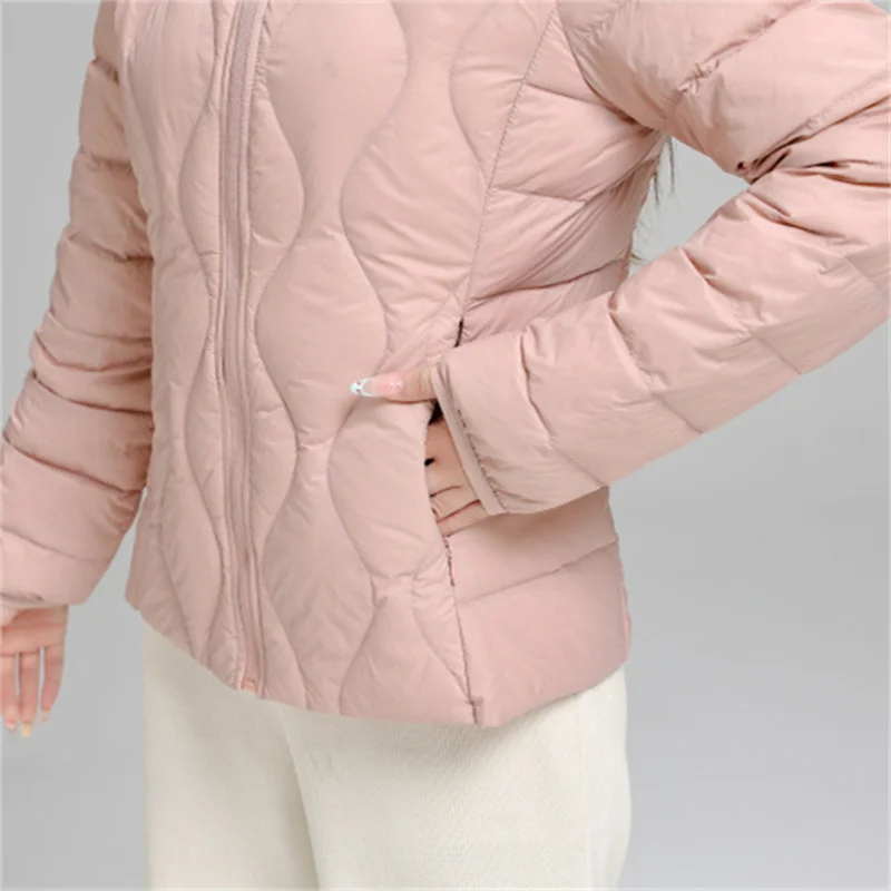 Women Light Thin White Duck Down Coat Autumn Winter Stand Collar Down Jacket Parkas Ladies Short Warm Bigsize Puffer Outwears