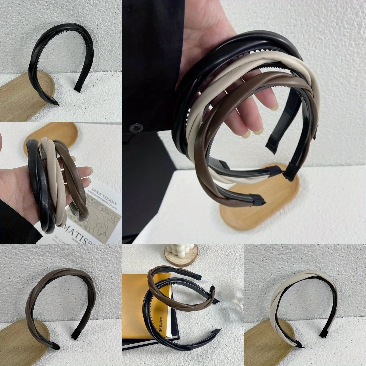 

Elegant Solid Headband Cross Weave Design Wide Braided Hair Hoop Non-Slip High Crown for Women Girls Hair Accessories Headwear