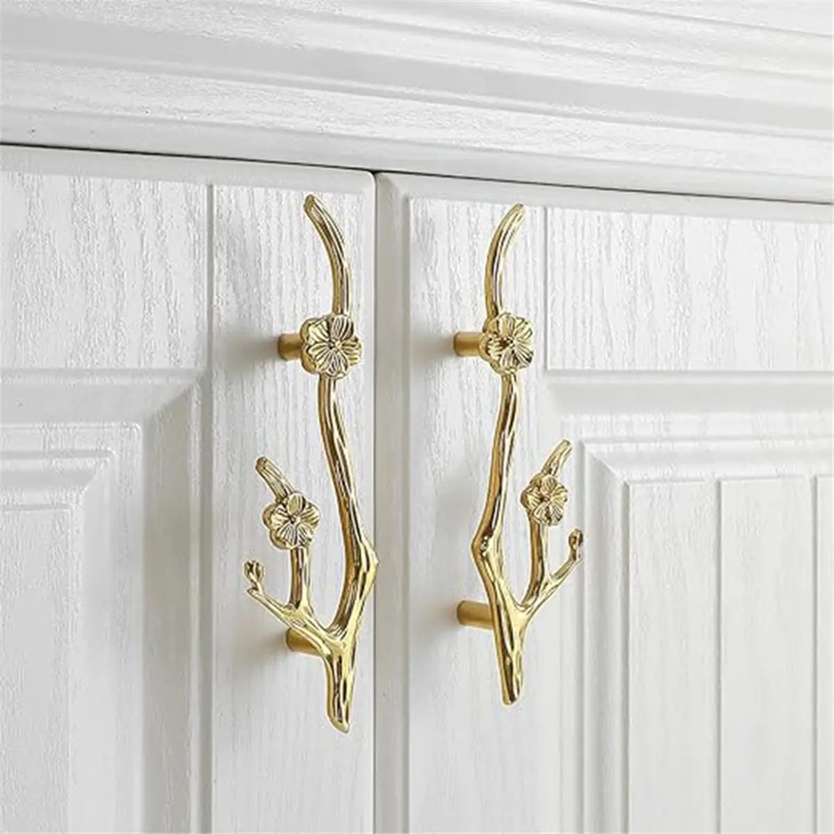 【CYBER MONDAY】Branch Shape Drawer Pulls Brass European Kitchen Cabinet Handles Retro Gold Flower Door Handle Decorate Furniture
