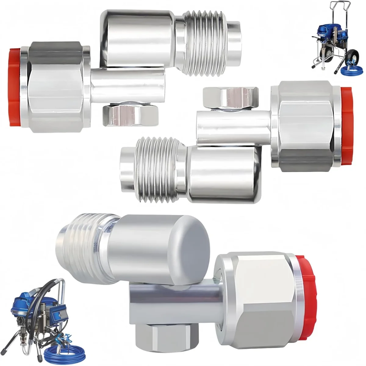AA98 3-Pack Airless Paint Swivel Joints Compatible with 235486, 7/8 Inch Thread, 180° Rotation-High-Pressure