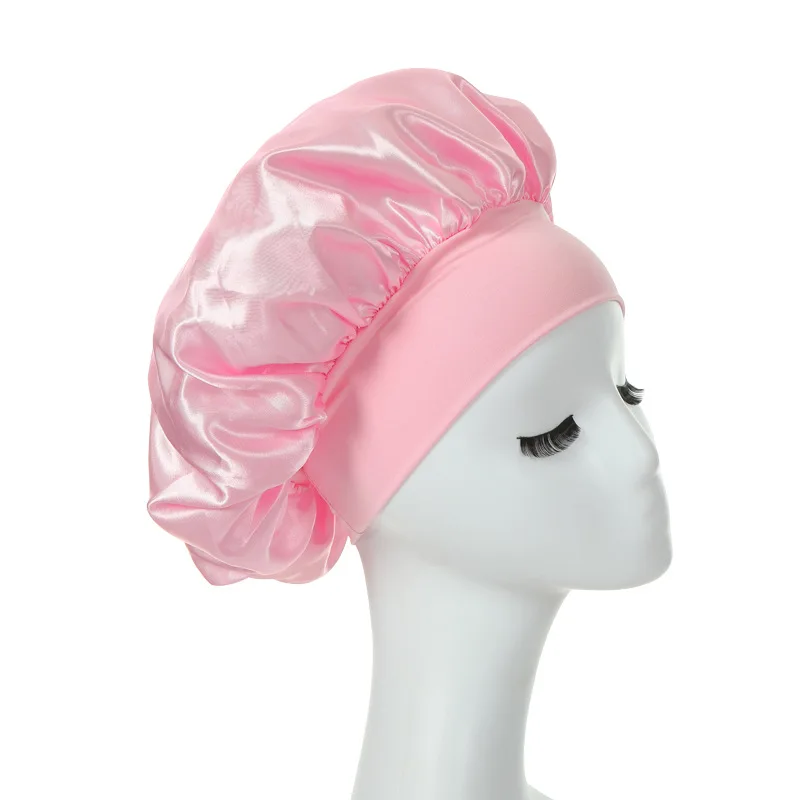 Silky Satin Forrado Sleep Cap para mulheres e homens, Bonnet, Stay On All Night, Hair Wrap Cover, Slouchy Beanie para cabelos cacheados, Proteção